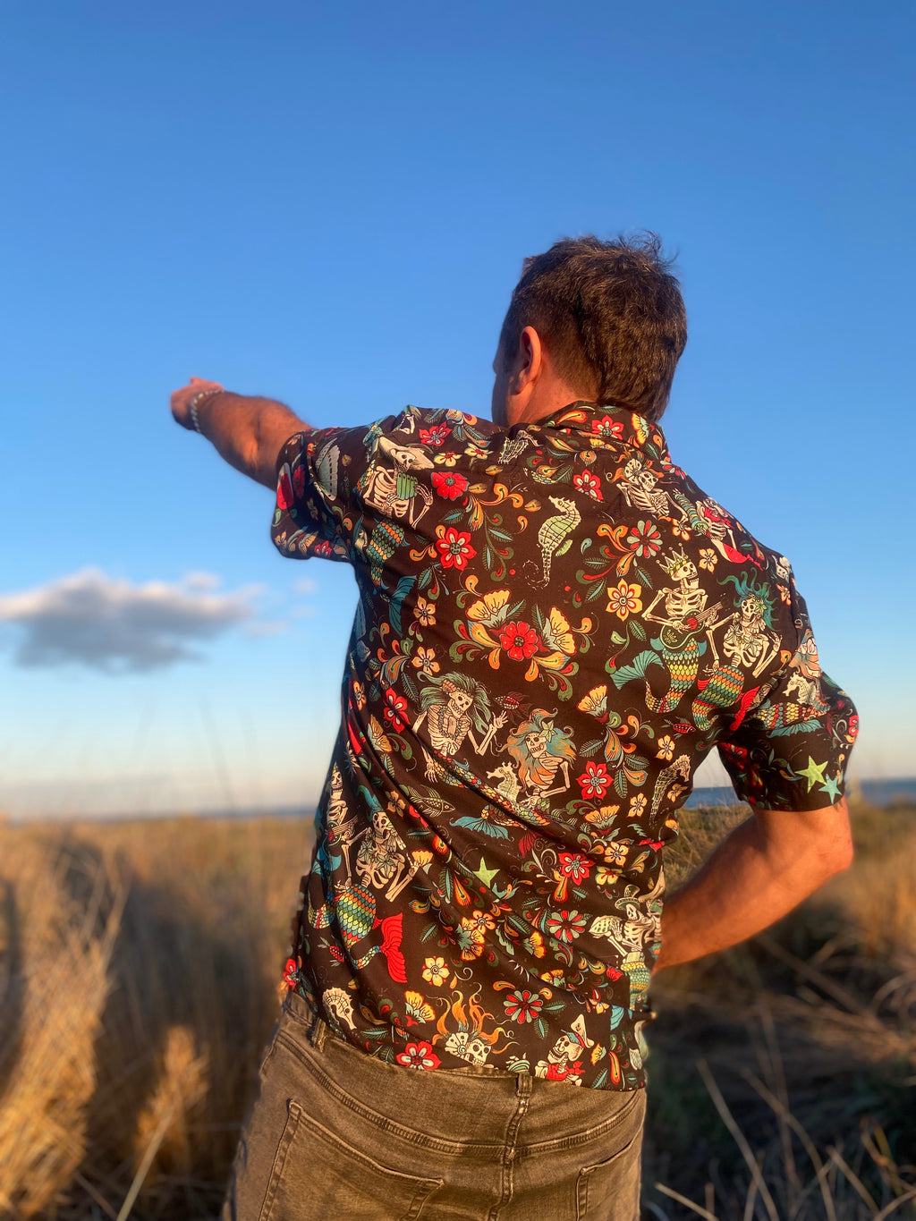 Camisa Hawaiana Skulls